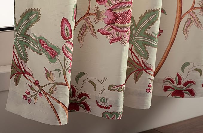 Maison d' Hermine Curtains for Living Room 100% Cotton 124 inch Length One Panel Light Filtering Curtains for Bedroom Windows with Rod and Loop Pockets Drapes (Givenchy, 50" W x 124" L)