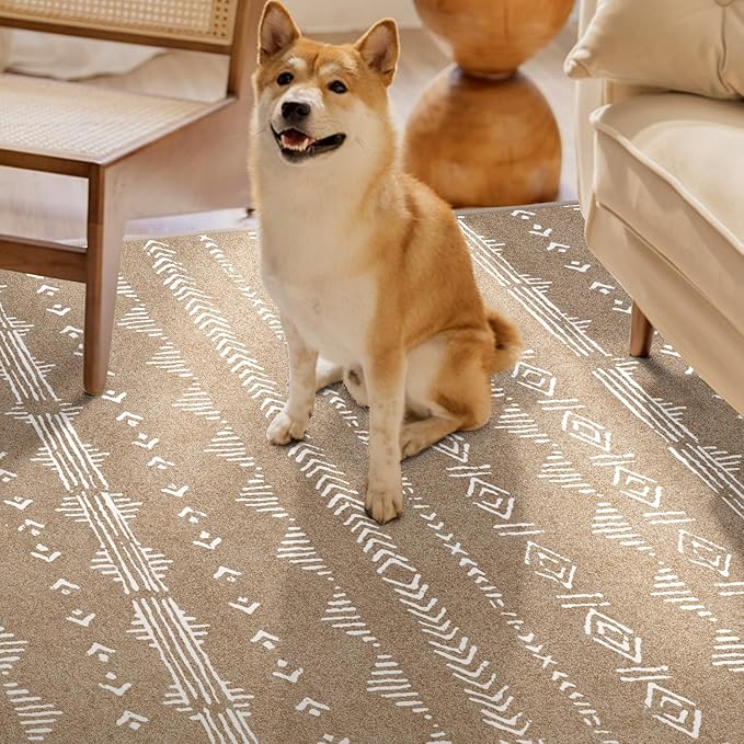 2'6''x8' Runner Rug for Entryway Indoor, Boho Kitchen Runner Rug Non Slip Washable Runner Rugs with Rubber Backing Soft Carpet Runner for Kitchen Laundry Bedroom, Coffee