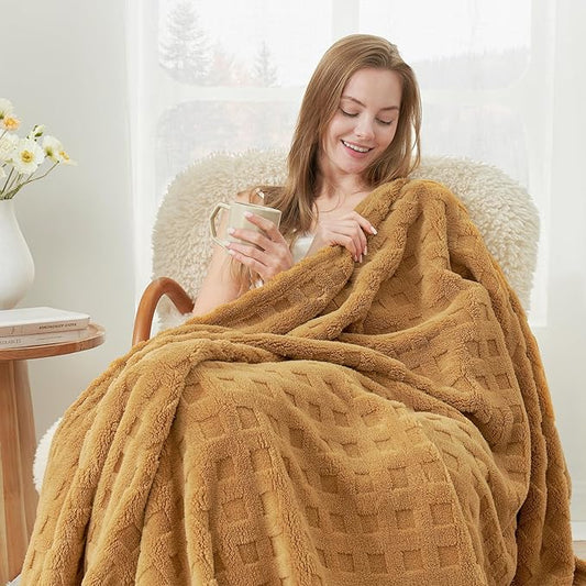 Cozy Bliss Soft Twin Size Waffle Blanket - Lightweight Cozy Blankets Gift for Women,Cute Checkered Throws Blanket for Bed, Couch and Sofa,Blue,60x80 Inches