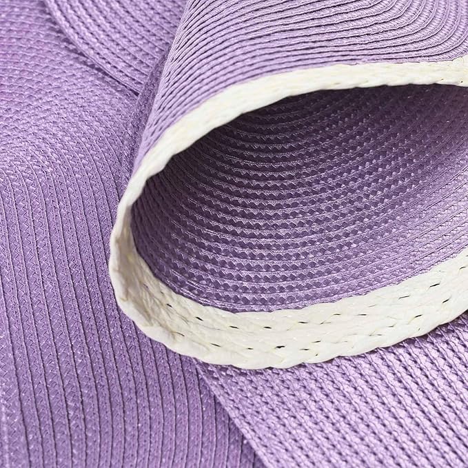 Noctiflorous Round Braided Placemats Set of 4 Table Mats 15 Inches Washable Heat Resistant for Dining Table Non-Slip Indoor Outdoor Place Mats for Easter(02 White Edge Purple 4)