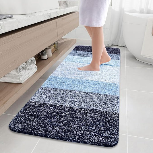 Arotive Microfiber Bathroom Rugs, Shaggy Soft and Absorbent Bath Rug, Non-Slip, Thick Plush Machine Washable Dry Bath Mats for Bathroom, Tub and Shower, 70x24, Blue