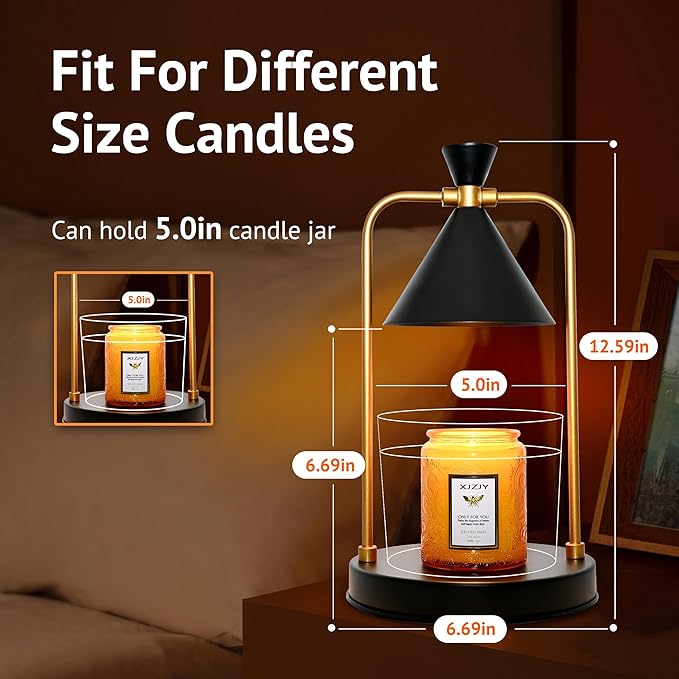 Candle Warmer Lamp with Timer Dimmer,Electric Candle Wax Warmer,Candle Lamp with Large Base for Scented Jar Candles,Gifts for Mom Women,House Warming Gifts for New Home Decor,Black
