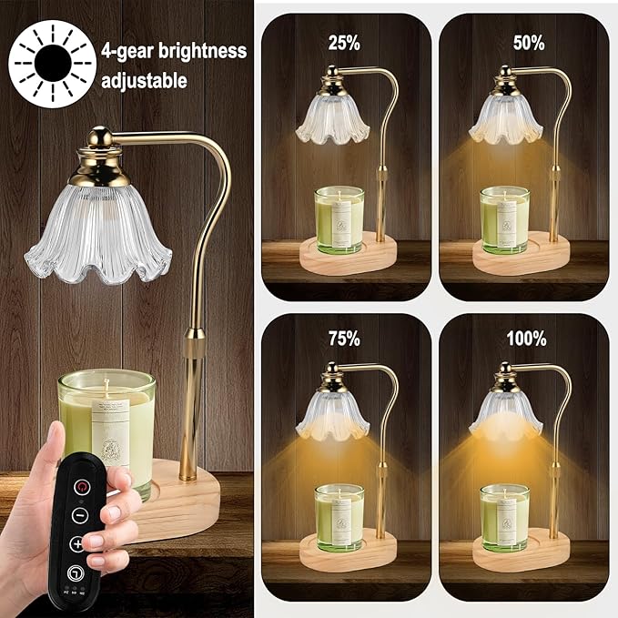 Women's Gift: Height-Adjustable Flower Candle Warmer Lamp w/Timer & Dimmer for Jar Candles | 2 Bulbs | Ideal for Home Decor & Birthday Gifts (Flower)