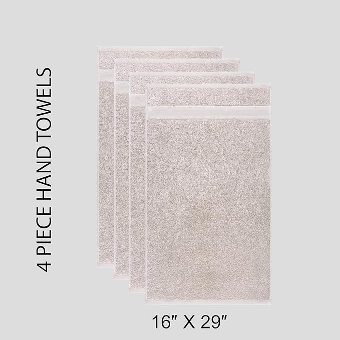 Quick-Dry, Soft & High Absorbent Hand Towels 16"x29" Cotton Turkish Hand Towel Set of 4 | Daily Use 100% Cotton Towels for Bathroom Gym & More | Bathroom Hand Towels (4 Pcs, Ice Silver)