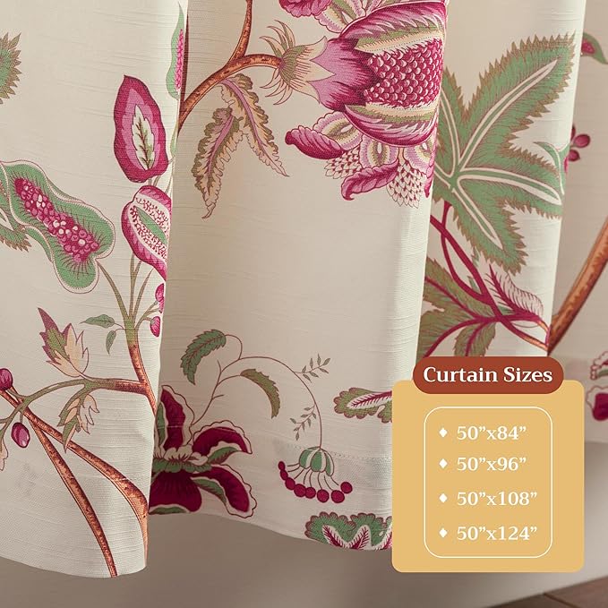 Maison d' Hermine Curtains for Living Room 100% Cotton 124 inch Length One Panel Light Filtering Curtains for Bedroom Windows with Rod and Loop Pockets Drapes (Givenchy, 50" W x 124" L)