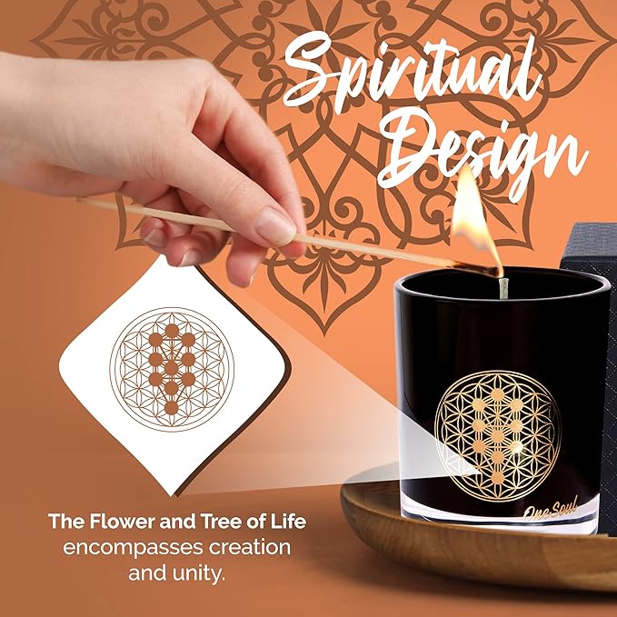 Citrus Aromatherapy Candle, Zesty Scented Candles, Luxury Candles Scented with Tree of Life Symbol, Hand-Poured Soy Candle, 50 Hours Burn Time, 7.6 oz. - OneSoul Collection