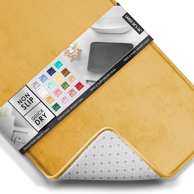 Clara Clark Bathroom Rugs, Velvet Memory Foam Bath Mat, Non-Slip Bath Rugs, Machine Wash, Dries Quickly, Ultra Soft Plush Bath Mats for Bathroom,