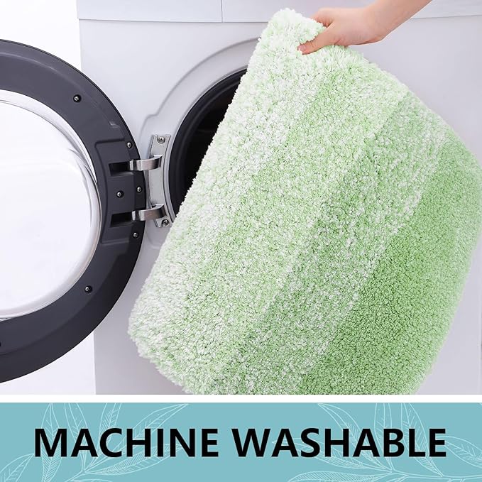 Arotive Microfiber Bathroom Rugs, Shaggy Soft and Absorbent Bath Rug, Non-Slip, Thick Plush Machine Washable Dry Bath Mats for Bathroom, Tub and Shower, 54x24, Sage Green
