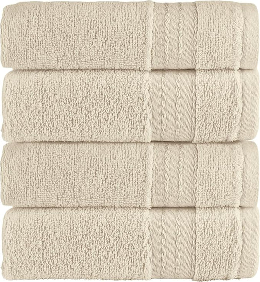 Elegant Comfort Premium Turkish Cotton 4 Pack Hand Towel Set - 16 x 28 inch, Luxurious Hotel Spa Quality 100% Turkish Cotton 4PC Hand Towel Set - Highly Absorbent - Soft Bathroom Towels, Ivory