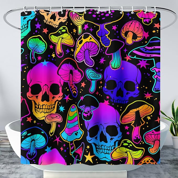 AILONEN Rose Flower Shower Curtain,Colorful Rose Flower Bath Curtain for Kids Girls Women,Modern Romantic Floral Flower Print Polyester Waterproof with 12 Plastic Hooks 72" W*78" H