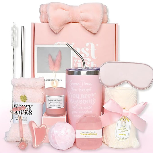 Birthday Gifts for Women, Self Care Gifts, Get Well Soon Gift Baskets for Women, Relaxing Spa Gift Basket Set, Unique Gifts for Friends, Mom, Coworker, Wife, Care Set for Mother's Day