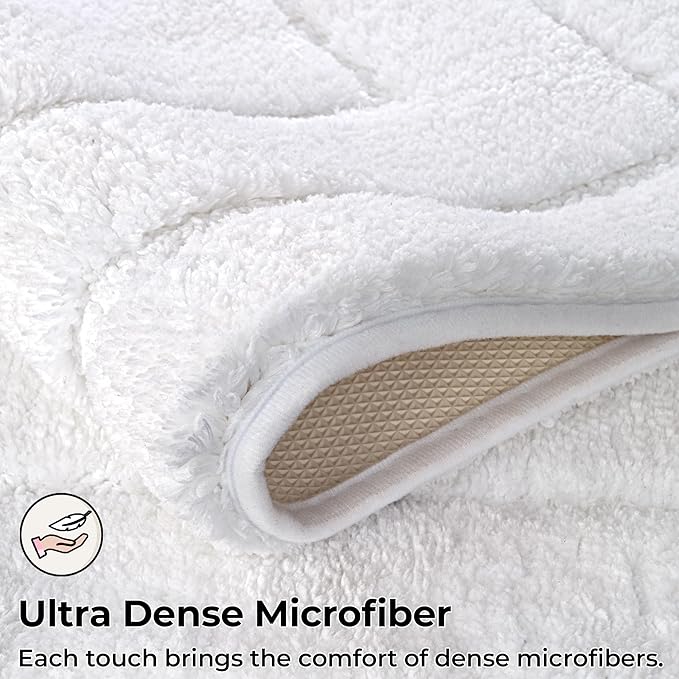 GRANNY SAYS White Bathroom Rugs Non Slip, 16" x 24", Bath Rugs for Bathroom Washable, Bath Mats for Bath Floor, Microfiber Bath Mat for Tub, Shower Mat for Floor, Absorbent Shower Rugs