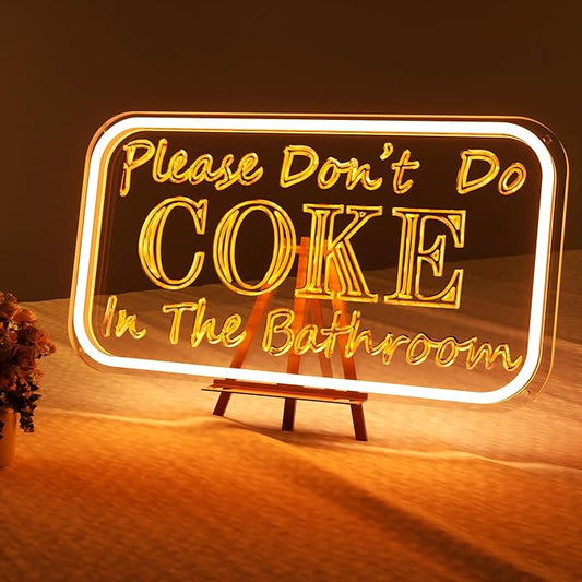 Please Don 't Do Coke in The Bathroom Neon Sign for Wall Decor, Neon Light Sign With Adjustable Brightness, Light Up Sign for Party Decor, Bathroom, Halloween Funny Neon Signs