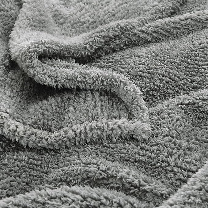 HORIMOTE HOME Ultra Soft Cozy Sherpa Throw Blanket, Grey Pattern Reversible, Light Weight Warm Decorative Boho Style Throw Blanket Cover for Sofa, Couch, Bedroom,Travel, Outdoor,50”x60”