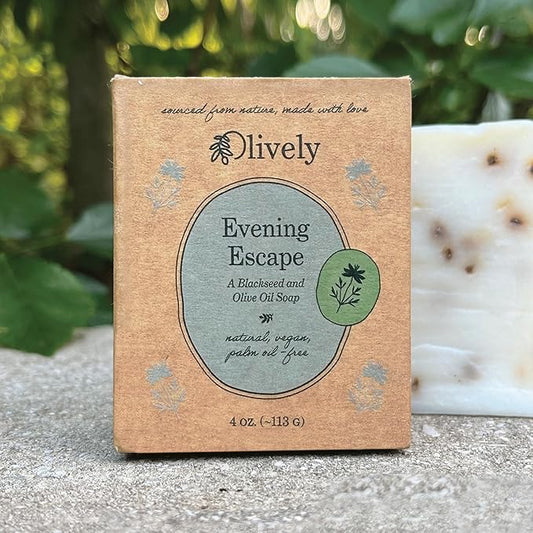 Evening Escape - All Natural Soap Bar - Soap Bar handmade with Blackseed and Olive Oil - Bar Soaps made with 100% natural ingredients - Body and Bath Soap - Vegan