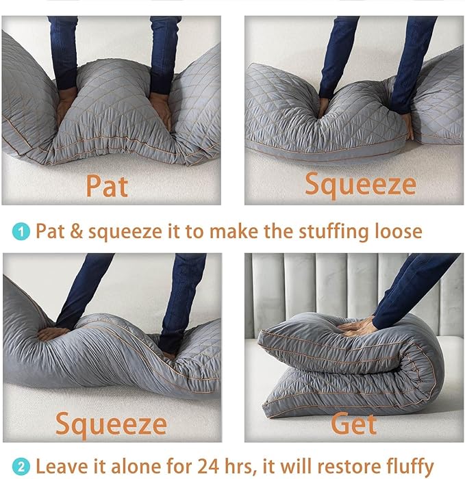 WhatsBedding Memory Foam Body Pillow for Adults, Long Body Pillow for Sleeping, Full Body Pillow for Bed - Dark Grey