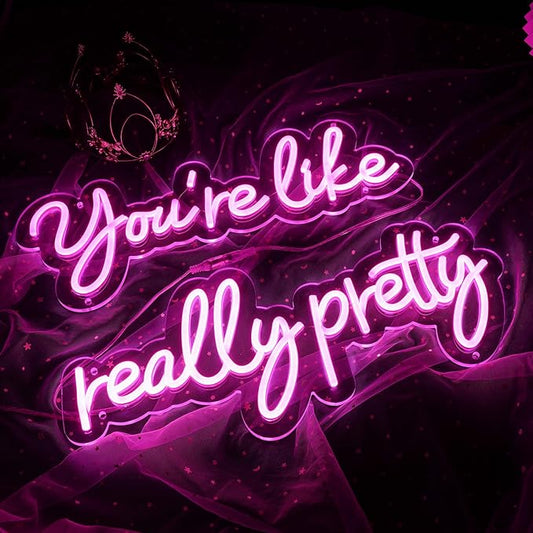 35x7 Inch Large You're Like Really Pretty Neon Signs for Wall Decor, Pink Led Neon Light Art Salon Wedding,Bachelorette Party Teen Girls Room Dimmable Switch USB Power