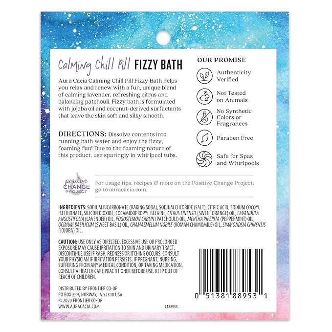 Aura Cacia Calming Chill Pill Fizzy Bath 2.5oz (Pack of 2)