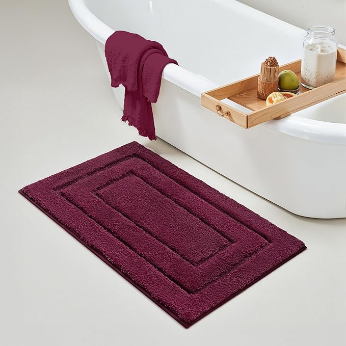 GRANNY SAYS Bathroom Rugs Non Slip, 16" x 24", Bath Rugs for Bathroom Washable, Bath Mats for Floor, Microfiber Bath Mat for Tub, Absorbent Bath Rugs for Shower Room, Strawberry Red