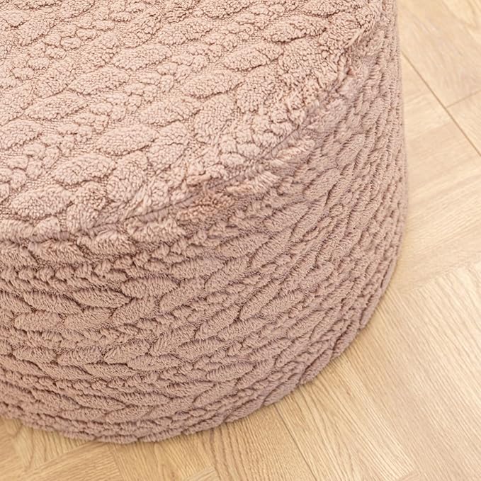 Round Pouf Ottoman 20 x 20 x 14 Inches Boho Poof Home Decor Floor Pouffe Ottoman Foot Rest for Couch Sofa Bean Bag Chairs Living Room Bedroom (Tan)