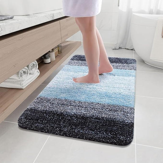 Arotive Microfiber Bathroom Rugs, Shaggy Soft and Absorbent Bath Rug, Non-Slip, Thick Plush Machine Washable Dry Bath Mats for Bathroom, Tub and Shower, 45x27, Blue