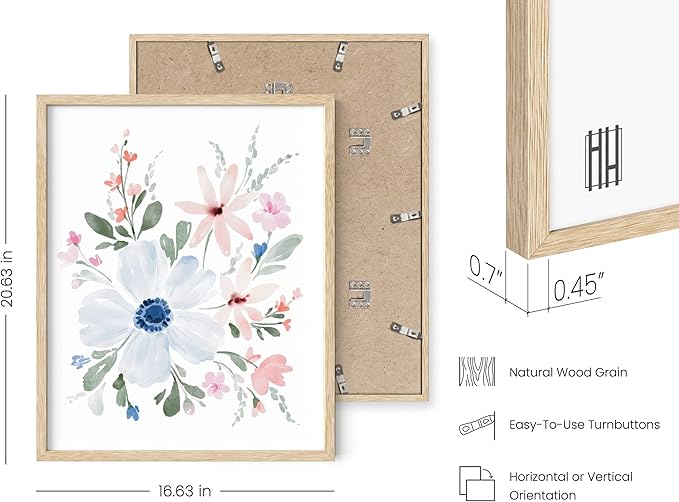 HAUS AND HUES Bouquet Set Art Print Set of 4 16x20 - Framed Beige