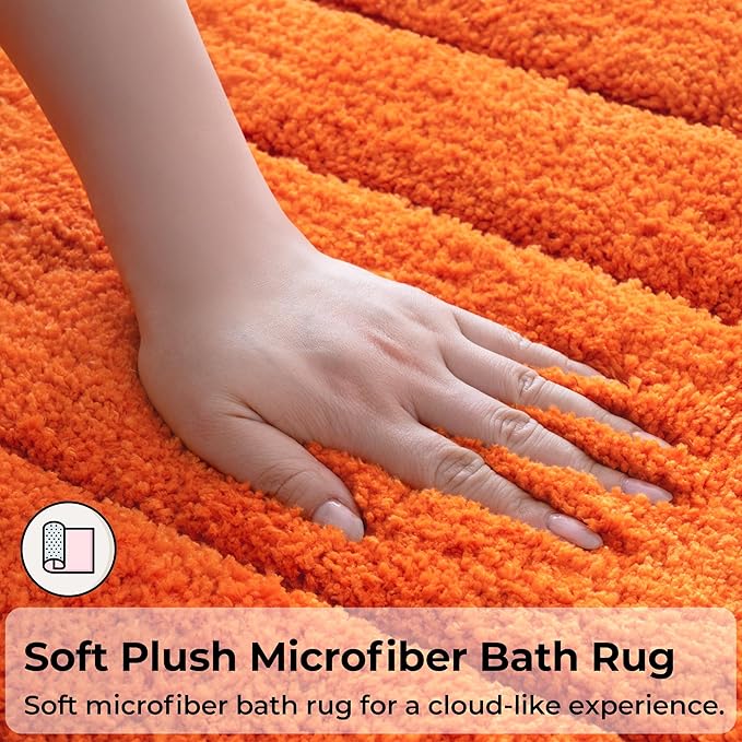 GRANNY SAYS Bathroom Rugs Non Slip, 16" x 24", Bath Rugs for Bathroom Washable, Bath Mats for Floor, Microfiber Bath Mat for Tub, Absorbent Bath Rugs for Shower Room, Orange