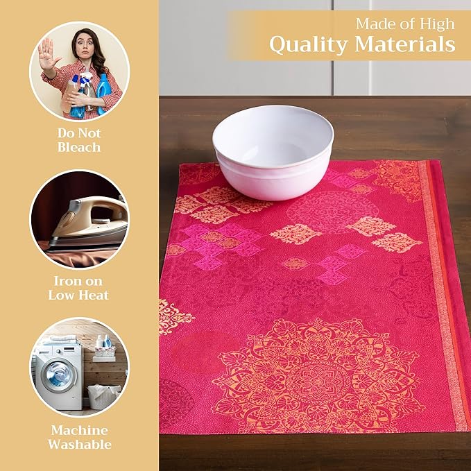 Maison d' Hermine Placemats Set of 4 100% Cotton Washable Cloth Place Mats, Reusable Table Mats for Kitchen Dining Decoration, Party, Wedding, Restaurant (Versailles, 13" x 19")