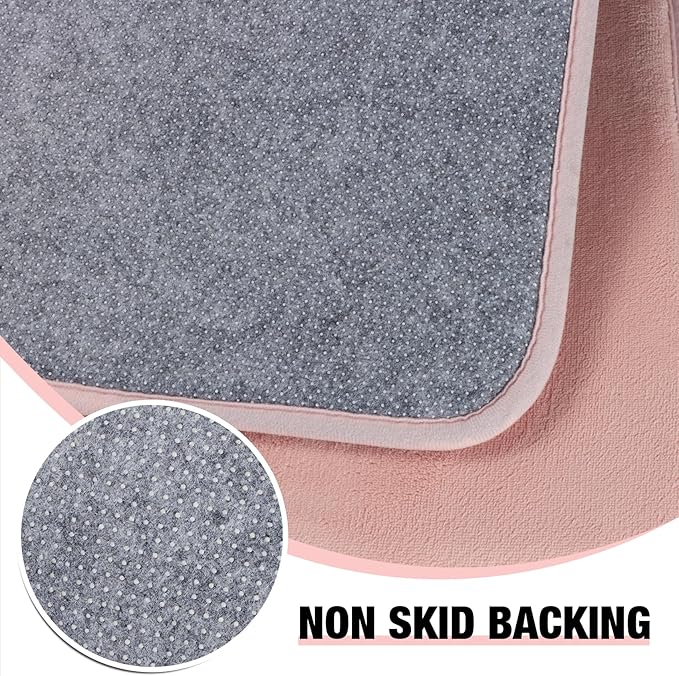 Pink Memory Foam Bath Runner Mat Long Narrow Bathroom Rug Microfiber Bathroom Carpet Non Slip Soft Absorbent Washable Bathrug,16" x 47"