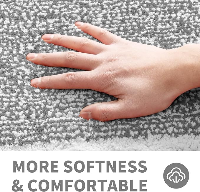 CozeCube Bath mats for Bathroom Non Slip, Fluffy Shaggy Bath Rugs for Bathroom Washable, Extra Soft and Absorbent Microfiber Bath Rugs for Shower Sink, Kitchen Sink, Light Grey, 16" x 24"