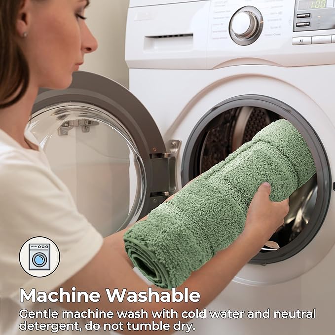 GRANNY SAYS Sage Green Bathroom Rugs Non Slip, 48" x 24", Small Bathroom Rugs Washable，Bath Mats for Floor, Microfiber Bath Mat for Tub, Absorbent Shower Rug