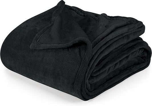 Utopia Bedding Black Fleece Blanket Full Size Lightweight Fuzzy Soft Anti-Static Microfiber Bed Blanket (90x84 Inch)