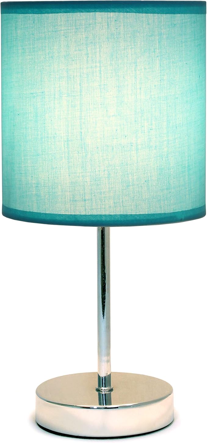 Simple Designs LT2007-BLU-LB Basic Chrome Mini Table Lamp for Living Room, Nightstand, Desk, Countertop, Blue, with Feit LED Bulb Included