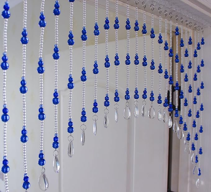 Hanging Glass Door Beads Curtains Valance Self-Adhesive for Doorways Crystals Stran Arched Windows, Clear Crystal Room Partition Curtain Door Frame Beads for Doorways Closets 10