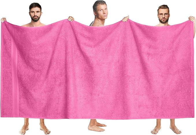 Quick-Dry, Soft & High Absorbent Jumbo Bath Sheet 35"x70" Cotton Turkish Bath Towel Set of 2 | Daily Use 100% Cotton for Bathroom, Gym & More | Bathroom Towels Set (2 Pcs, Pink)