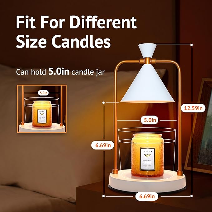 Candle Warmer Lamp with Timer Dimmer,Electric Candle Warmer, Candle Lamp with Large Base for Scented Jar Candles,Birthday Gifts for Mom Women,House Warming Gifts for New Home Bedroom Decor,White