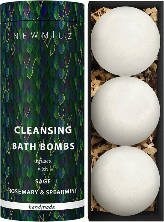 Sage Bath Bombs Spiritual Bath Energy Clearing Protection Shielding Smokeless Smudging Sage Rosemary and Spearmint Relaxation Stress Relief Spa Gift