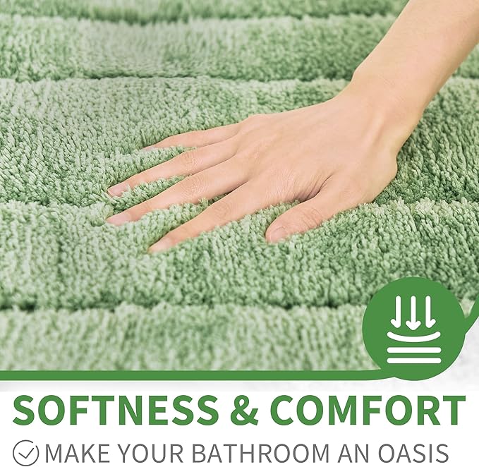 GRANNY SAYS Sage Green Bathroom Rugs Non Slip, 16" x 24", Small Bathroom Rug Washable，Bath Rugs for Shower Room，Bath Mats for Floor, Microfiber Bath Mat for Tub, Absorbent Shower Rug