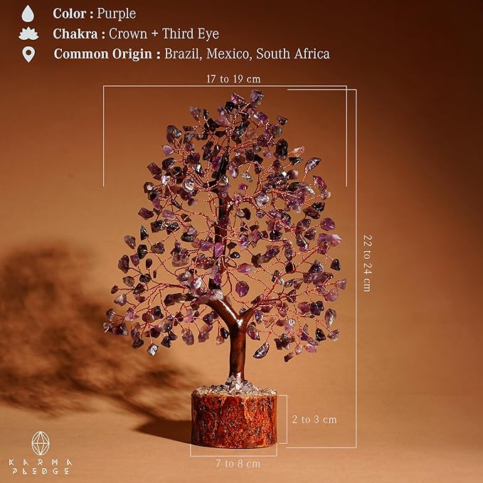 Crystal Tree of Life Amethyst Healing Crystal Trees for Home & Office Decoration, Handmade Crystal Money Bonsai Trees for Positive Energy, Good Luck, Christmas Decor, Birthday Gifts for Women, Mom