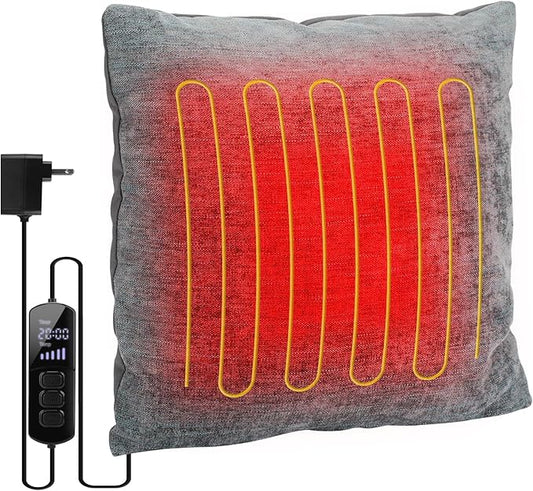 Aroma Season Heated Throw Pillow Lumbar Support Cushion, Back Pain Relief Soothing Cramp Body Warm Hug for Winter, 5 Heating Level and 6 Timer Control, Auto Shut Off Function