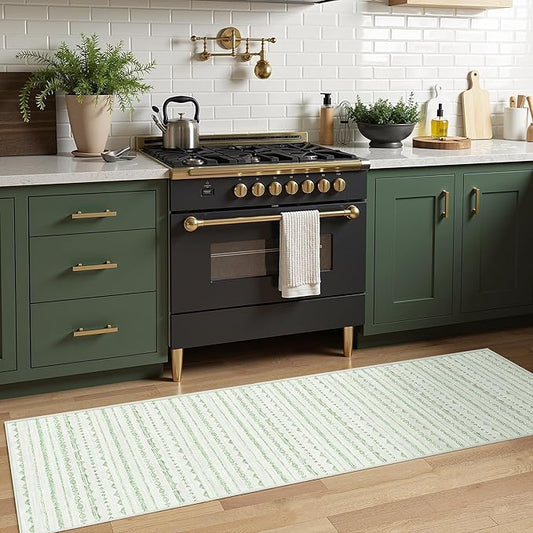 Sage Green 2'6''x8' Runner Rug for Entryway Indoor, Boho Kitchen Runner Rug Non Slip Washable Runner Rugs with Rubber Backing Soft Carpet Runner for Kitchen Laundry Bedroom
