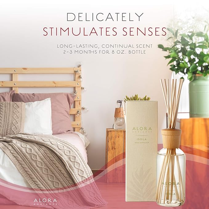 Isola 8 oz Reed Diffuser | Long-Lasting Light & Floral Fragrance | Beautifully Designed for Any Space