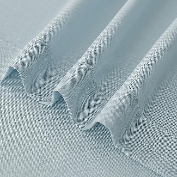 Sky Blue Curtains 108 inch Length for Bedroom Back Tab Light Filtering Semi Sheer Blue Living Room Curtains Linen Cotton Textured Drapery Panel Aesthetic Decor Light Blue 52x108