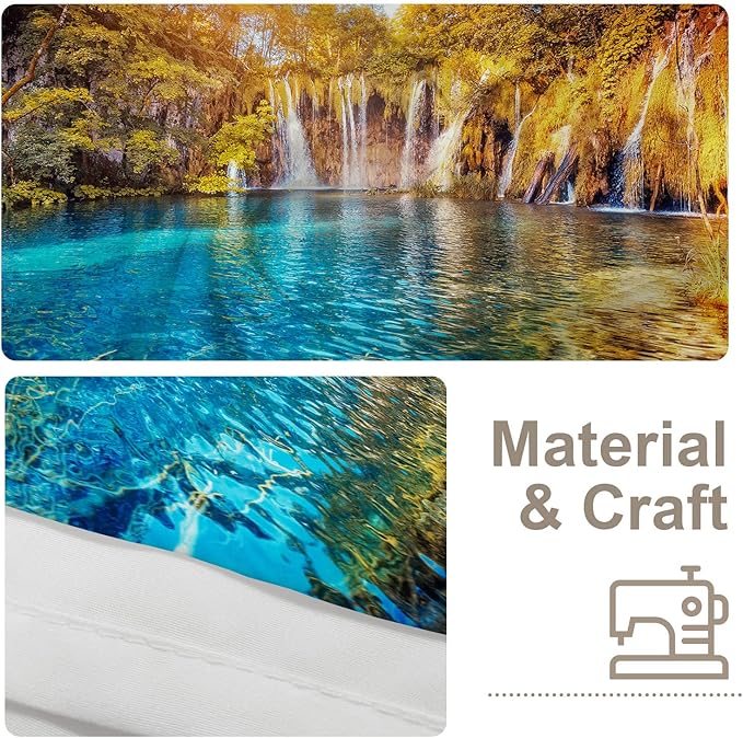 BaoNews Turquoise Natural Waterfall Tapestry,Plitvice Lakes Large Wall Hanging Polyester Tablecloths Tapestry Bedroom Room Living Room Dorm 59.1 x 82.7 Inches