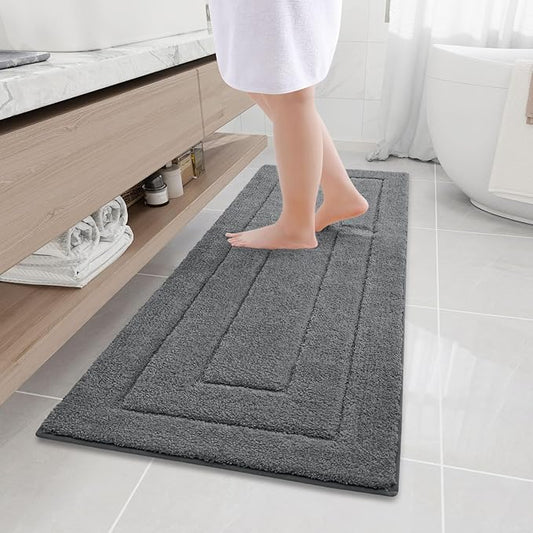 Buganda Bathroom Rugs, 59" x 20", Soft and Absorbent Microfiber Bath Rugs, Non-Slip Shaggy Shower Carpet, Machine Wash Dry Bath Mats for Bathroom Floor, Tub and Shower, Dark Grey