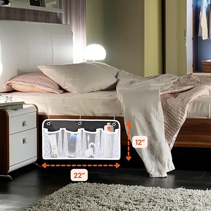 RV Shoe Storage for Bedside - 4 Pocket Wall Mounted Entryway Shoes Rack, Bed Hanging Pocket Organizer, Bedside Caddy Storage Organizer for Headboards Bunk Beds Dorm Rooms,RV & Camper Essentials