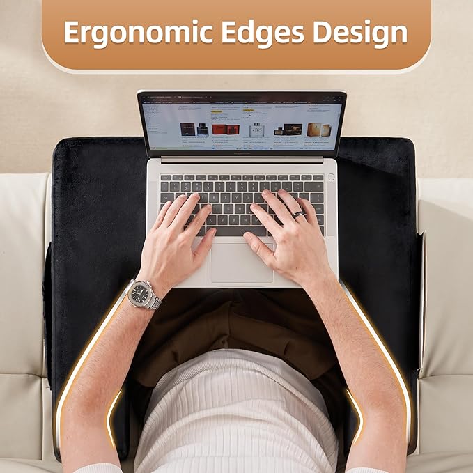 Homguava Reading Pillow Memory Lap Desk Foam Pillow for Adults Gaming Pillow Arm Rest Pillow for Reading, Crocheting, Gaming or Sitting in Bed (Black, Large)