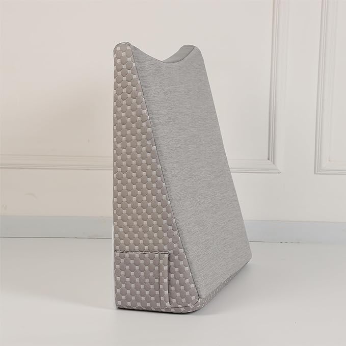 Wedge Pillow for Sleeping, 8 Inch Cooling Triangle Bed Pillow with Removable Cover, Elevated Body Pillow for Back Support, After Surgery, Snoring, Neck, Leg and Acid Reflux, Grey