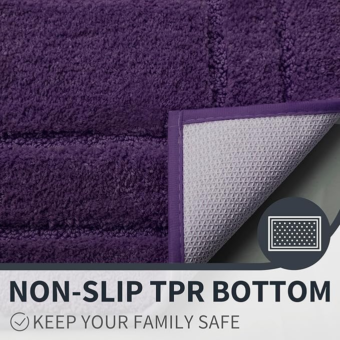 GRANNY SAYS Bathroom Rugs Non Slip Washable, Soft Bath Mats for Bathroom, 16" x 24", Super Absorbent Bath Mat Small Rug, Shaggy Shower Room Floor Mat, Tub, Purple