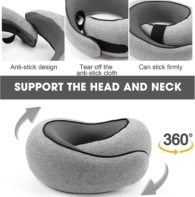 Travel Neck Pillows for Airplanes 2024 New Travel Pillow Neck Travel Pillow Memory Foam Airplane Pillow Soft Airplane Neck Pillow(Black)